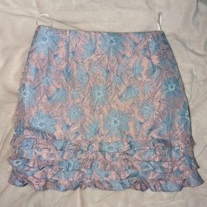 Size Small Tiered Ruffle Mini Skirt in Colors Blush and Blue